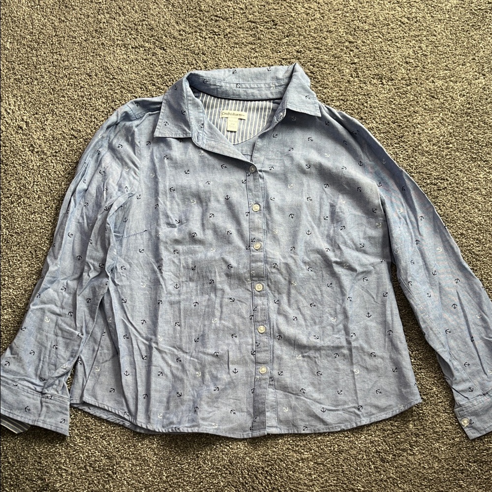 Women’s Croft & Barrow Anchor Print Button Up Shirt